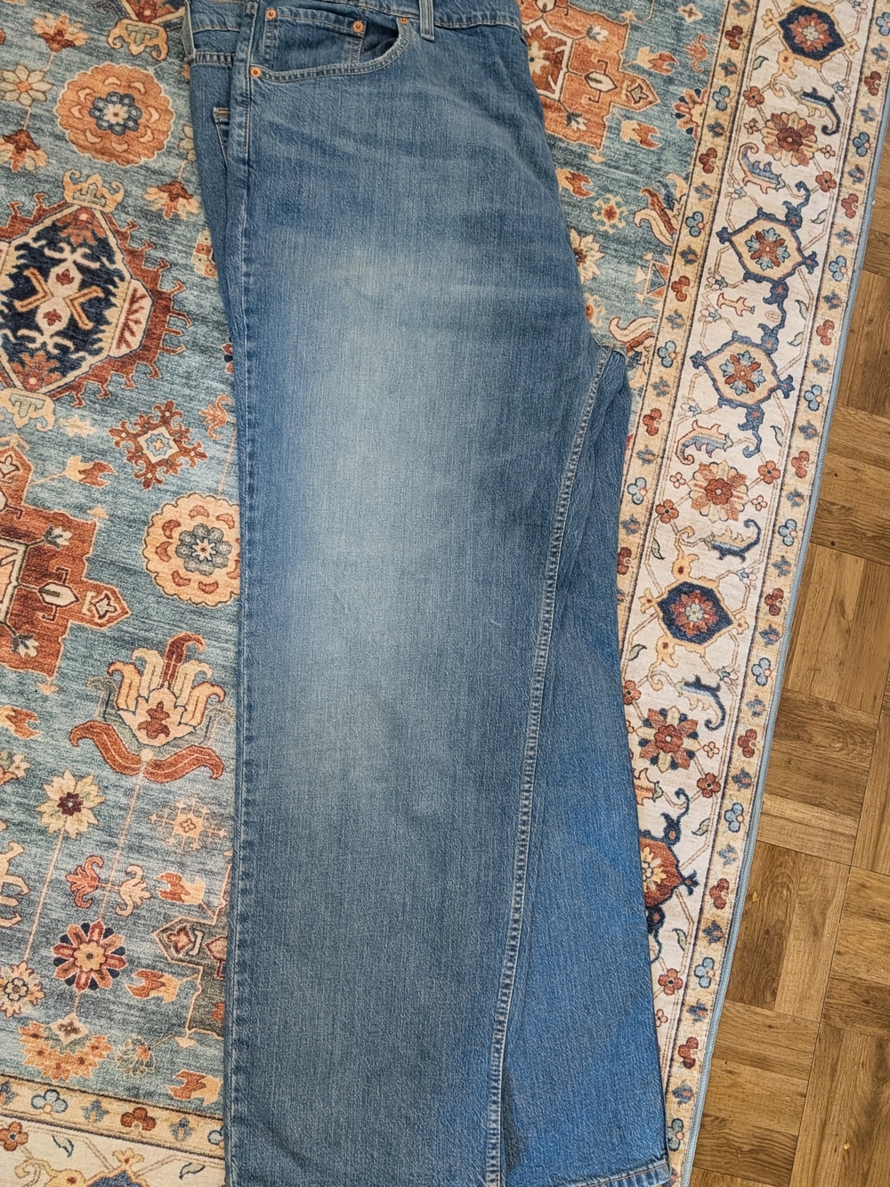 Brand New 559 Levi's light blue denim relaxed straight jeans with red tab 50x34 - Picture 4 of 6